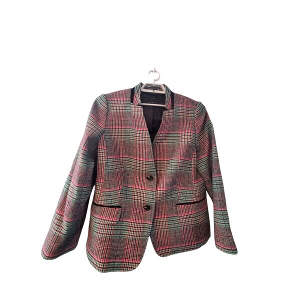 Talbots blazer womens 18 (runs small ?) Aberdeen wool blend jacket plaid Holiday - Picture 1 of 5